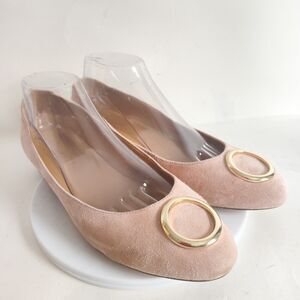 Talbots Pink Suede Flats with Gold Accents
